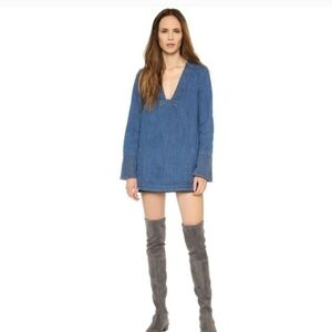 Free People Denim Tunic with Tan Accents